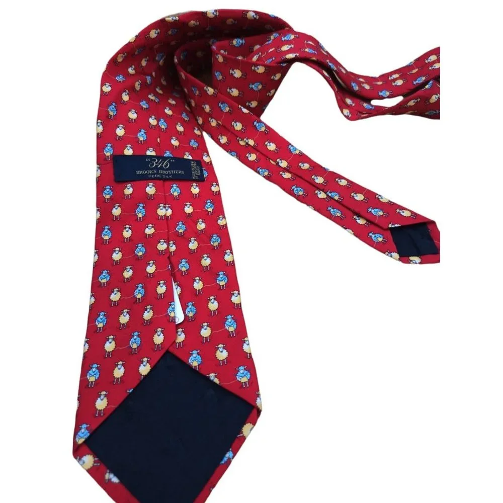 🆕BROOKS BROTHERS 346 Red sheep Silk Tie USA 58